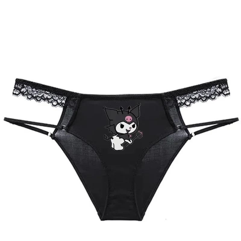 Sexy Kuromi Y2k Kawaii Frauen Unterwäsche Cartoon Mädchen Mesh Spitze Nahtlose Atmungsaktive Tanga Damen Einstellbare Spitze Up Dessous Geschenk
