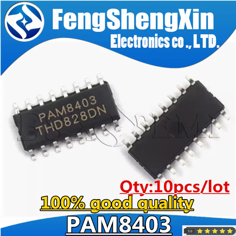 10pcs/lot PAM8403 SOP-16  Filterless 3W Class-D Stereo Audio Amplifier IC