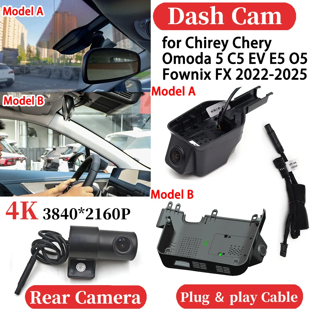 

ZJCGO for Chirey Chery Omoda 5 C5 EV E5 O5 Fownix FX 2022-2025 HUD Car 4K Wifi Video Recorder DVR Dash Cam Dashboard Camera