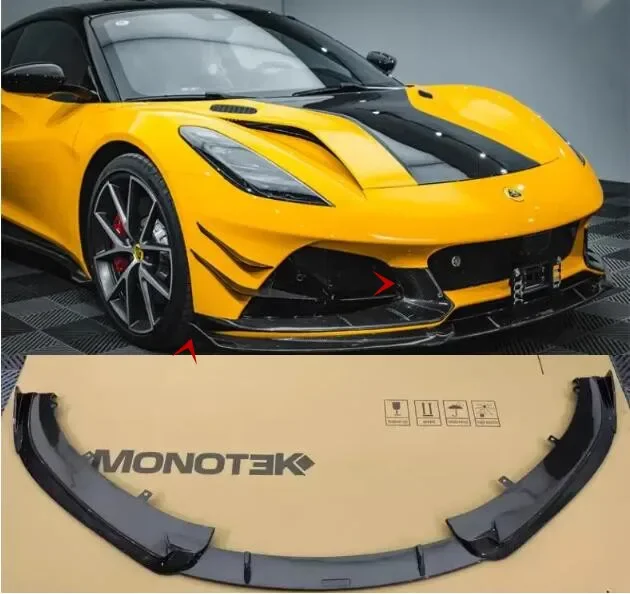 

For Lotus Emira 2021 2022 2023 2024 Real Dry Carbon Front Bumper Splitters Lip Tuyere Spoiler Cover