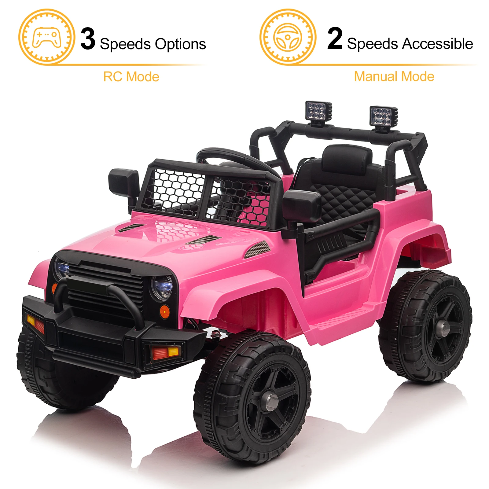 LEADZM-Jeep Touriste avec Télécommande, Rose, 12V, 4,5 A, h, 2.4G