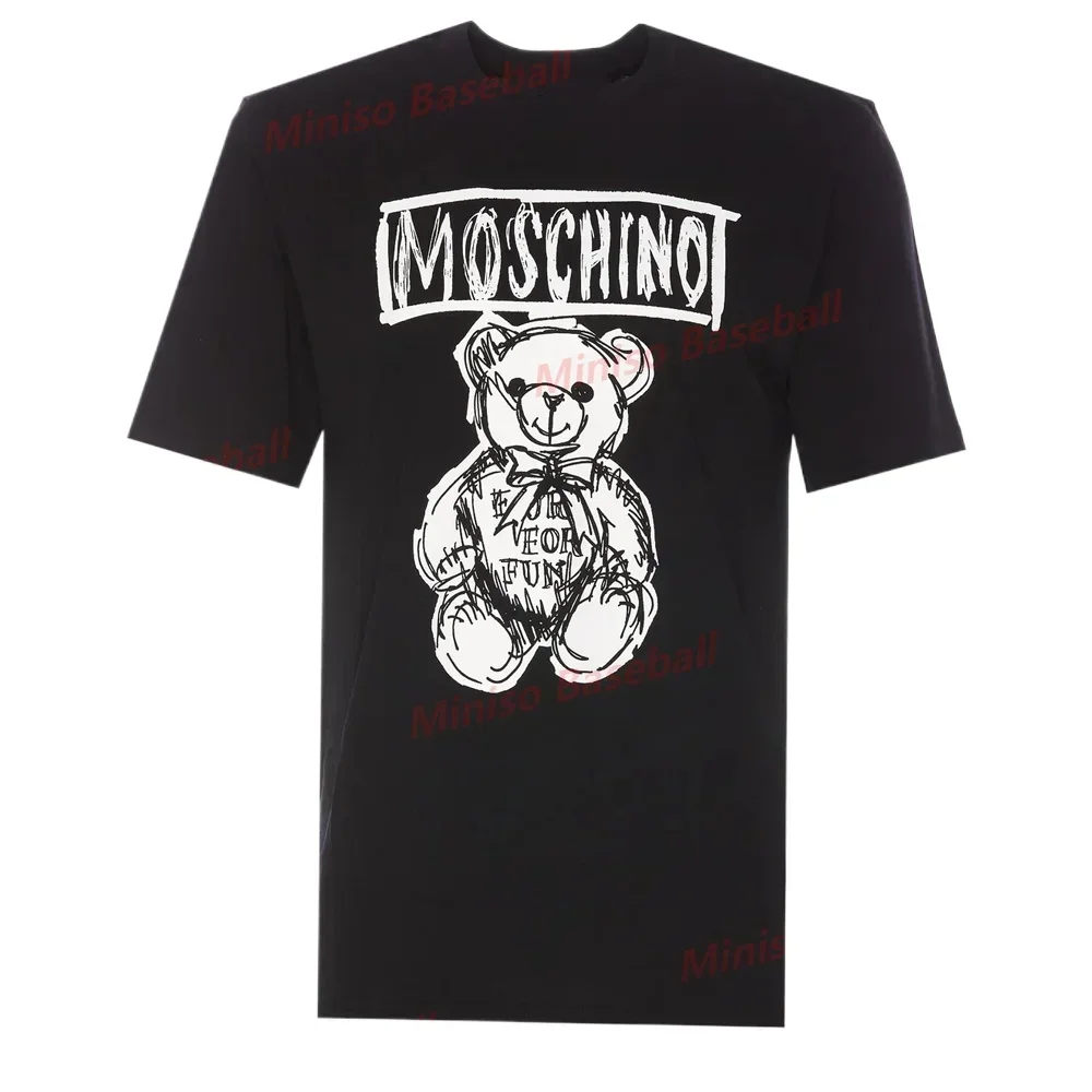 2025 MOSCHINO Teddy Bear Alphabet Italy New Arrivals Luxury Haute Couture Summer T-Shirt Comfort Sweatshirt Adults/KIDs Cotton