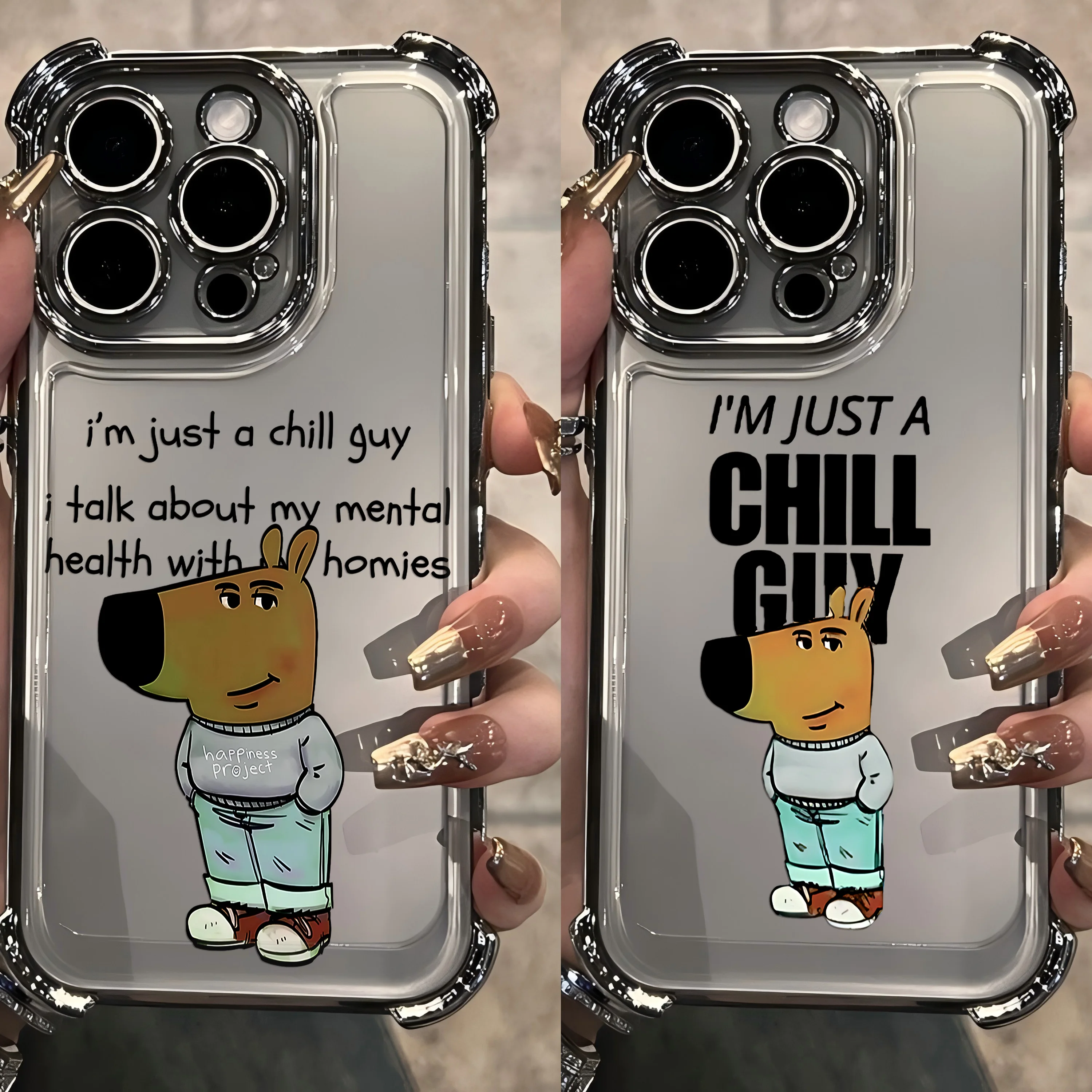 Cartoon I'm Just A Chill Guy Plating Case For Samsung S25 S24 S23 S22 S21 S20 FE Note20 Plus Ultra 4G 5G Anti Fall Airbag Cover