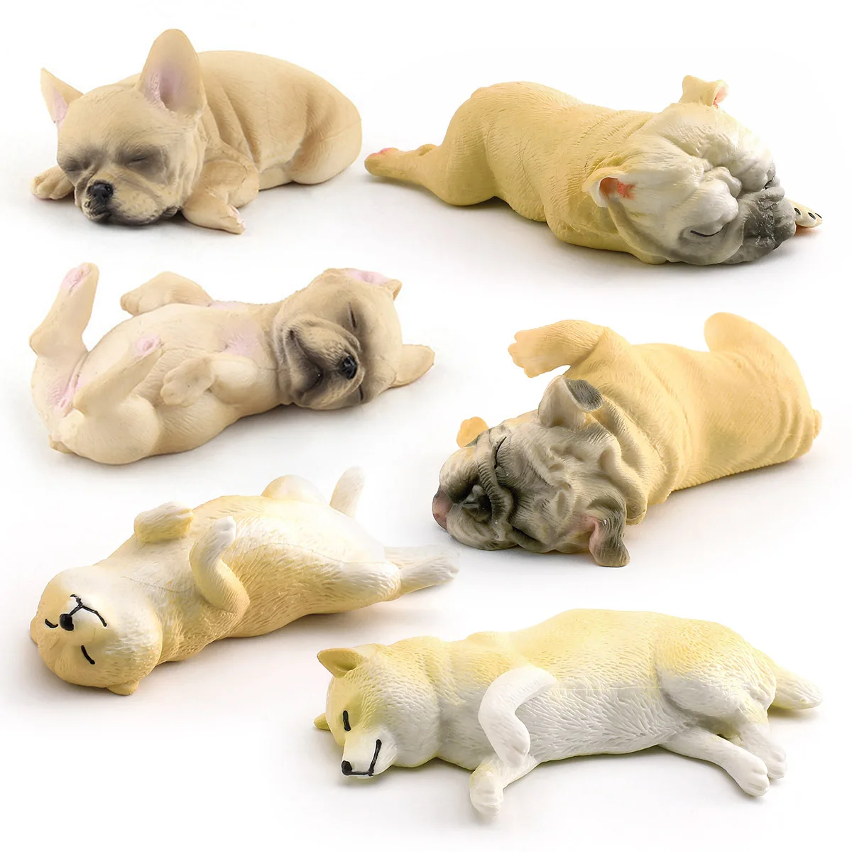 1Pc Mini Sleeping Bulldog Shiba Inu Figures Cute Pet Dog PVC Model Figurine  Kids Toy