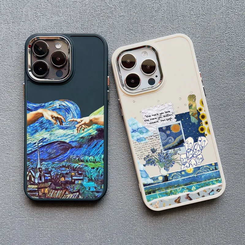 Kunst Malerei Silikon Handy hüllen für iPhone 11 12 13 14 15 pro max x xs xr 7 8 plus se 2020 15 14 plus stoß feste Hülle
