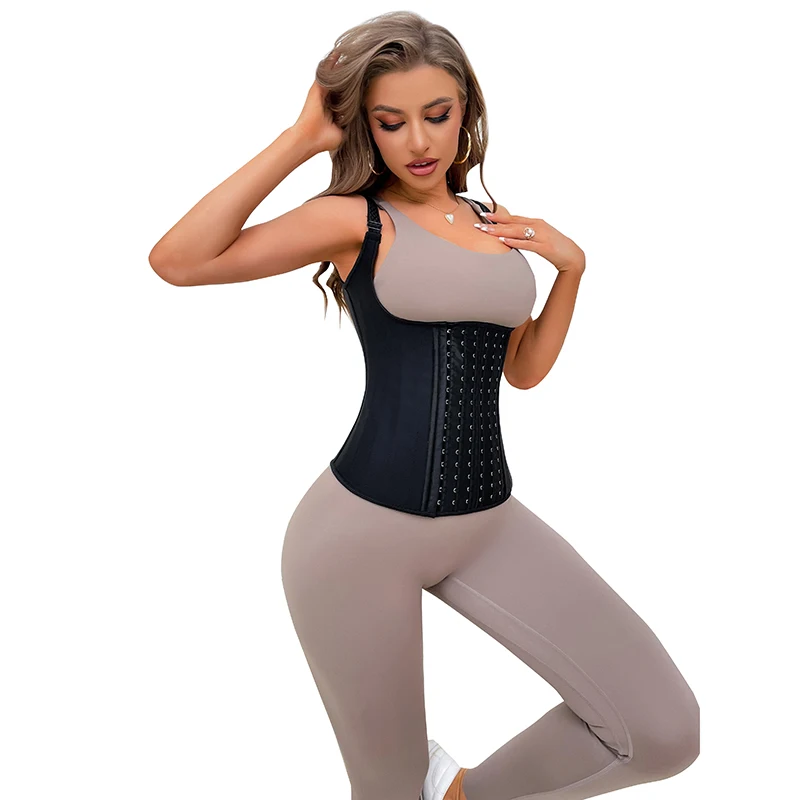 Fajas Reductoras Gaine Amincissante cinture gilet 25 Steel Bone corsetto perforato Latex Waist Trainer Vest con cinturino