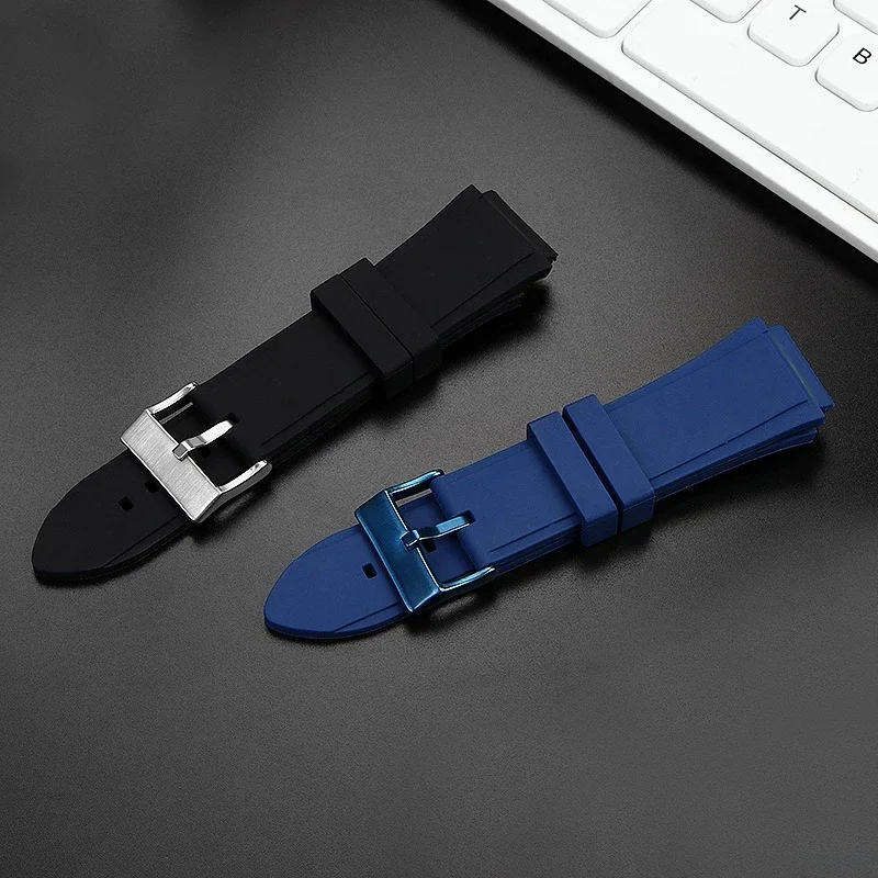 Waterproof Watch Band Natural Rubber Watch Strap for Giles Guess Watch U0247g3 W0040g3 W0040g7 Blue Silicone Strap for Men 22mm