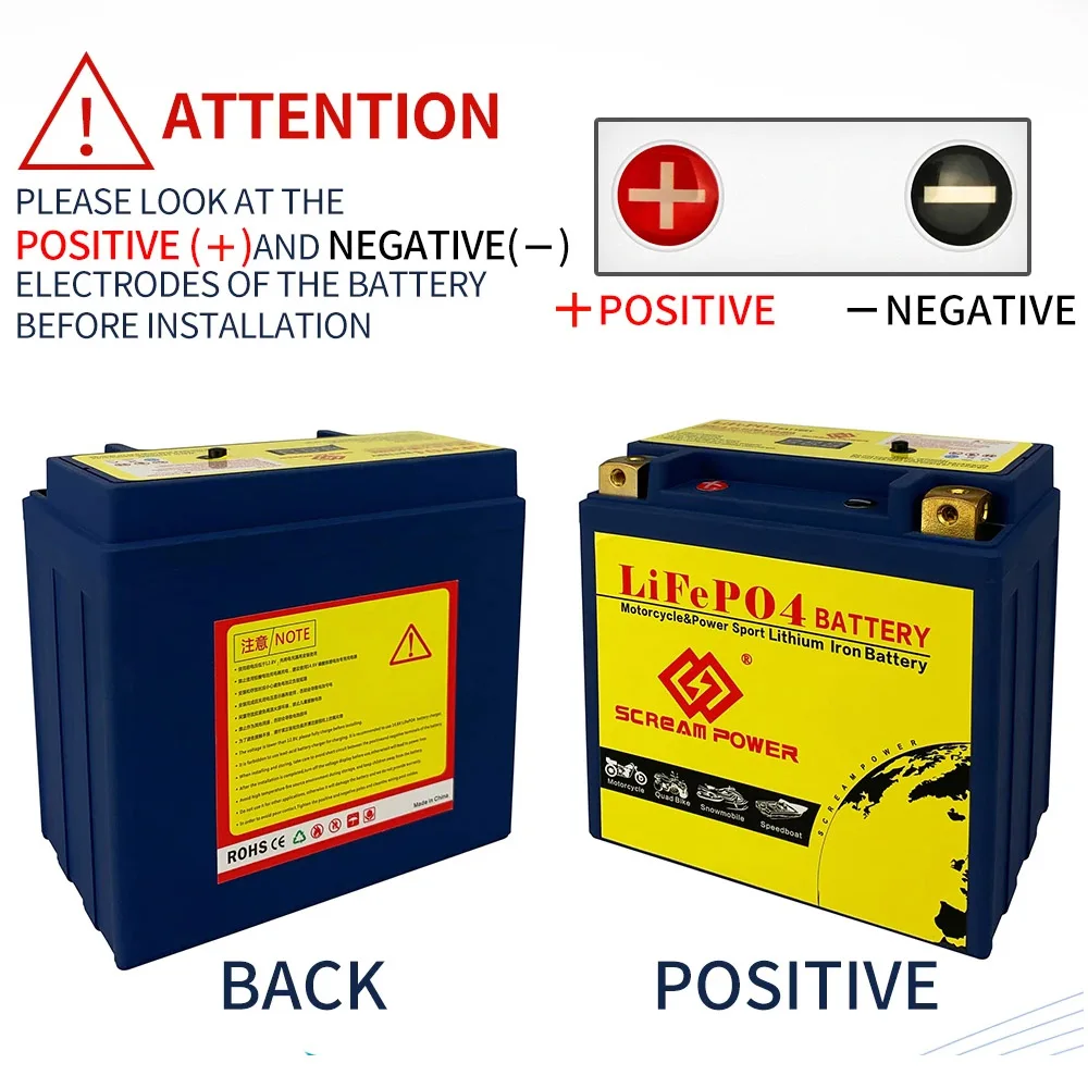 12V Motorcycle Battery LiFePO4 Start Batteries Built in BMS 8Ah 12Ah CCA 180A 420A 520A 620A Lithium Iron Phosphate For ATV UTV