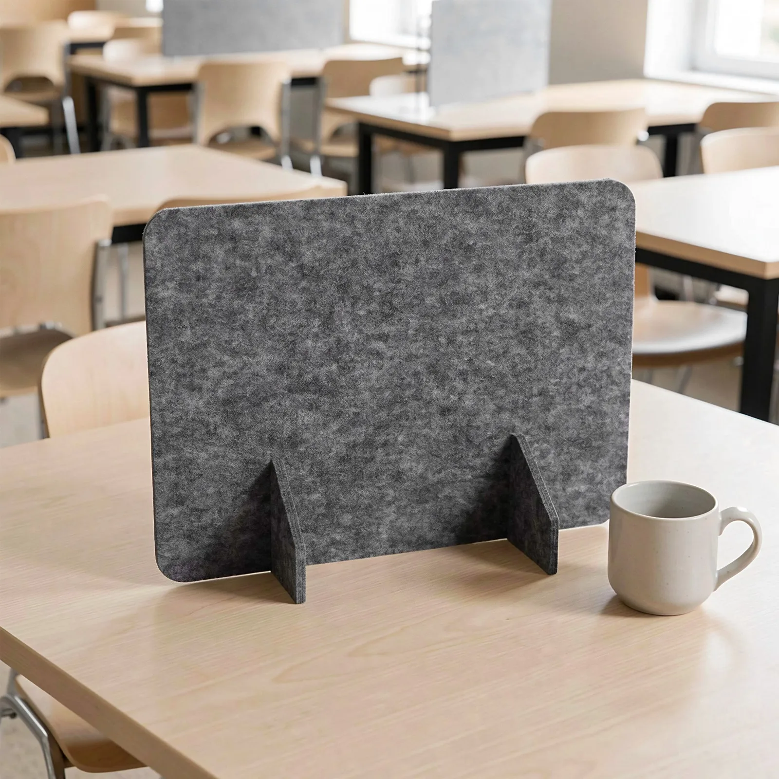 Desk Privacy Panel Dark Grey Wide Tall Felt Desktop Partition Board Privacy Screen for Office Exam Cafeteria Desk Divider Shield