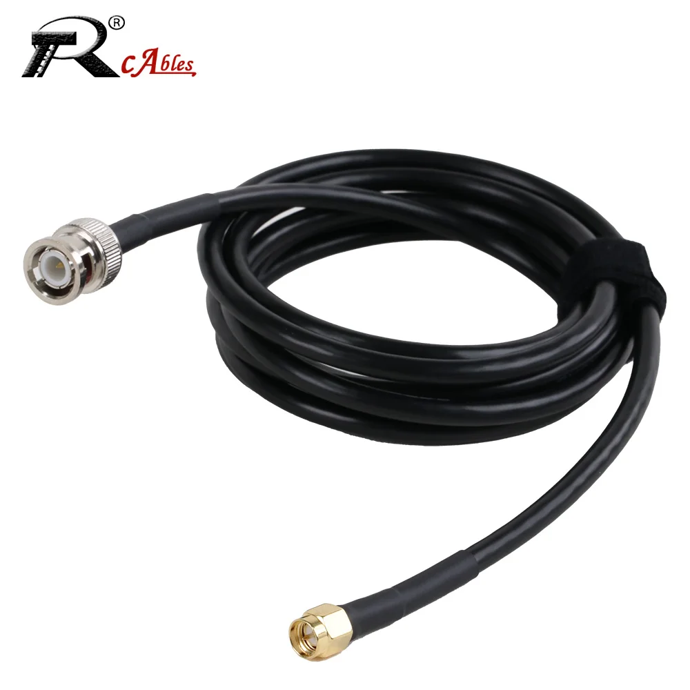RG58 Cable 50Ohm RF Coaxial  RP/SMA Male to BNC Male Right Angle  for WIFI Router Antenna Walkie Talkie Ham Radio Test Equipment