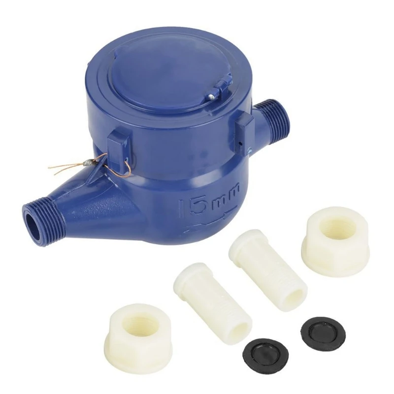 Water Flow Meter Water Meter 15mm inch Cold Water Meter with Fittings for Garden & Home Usage