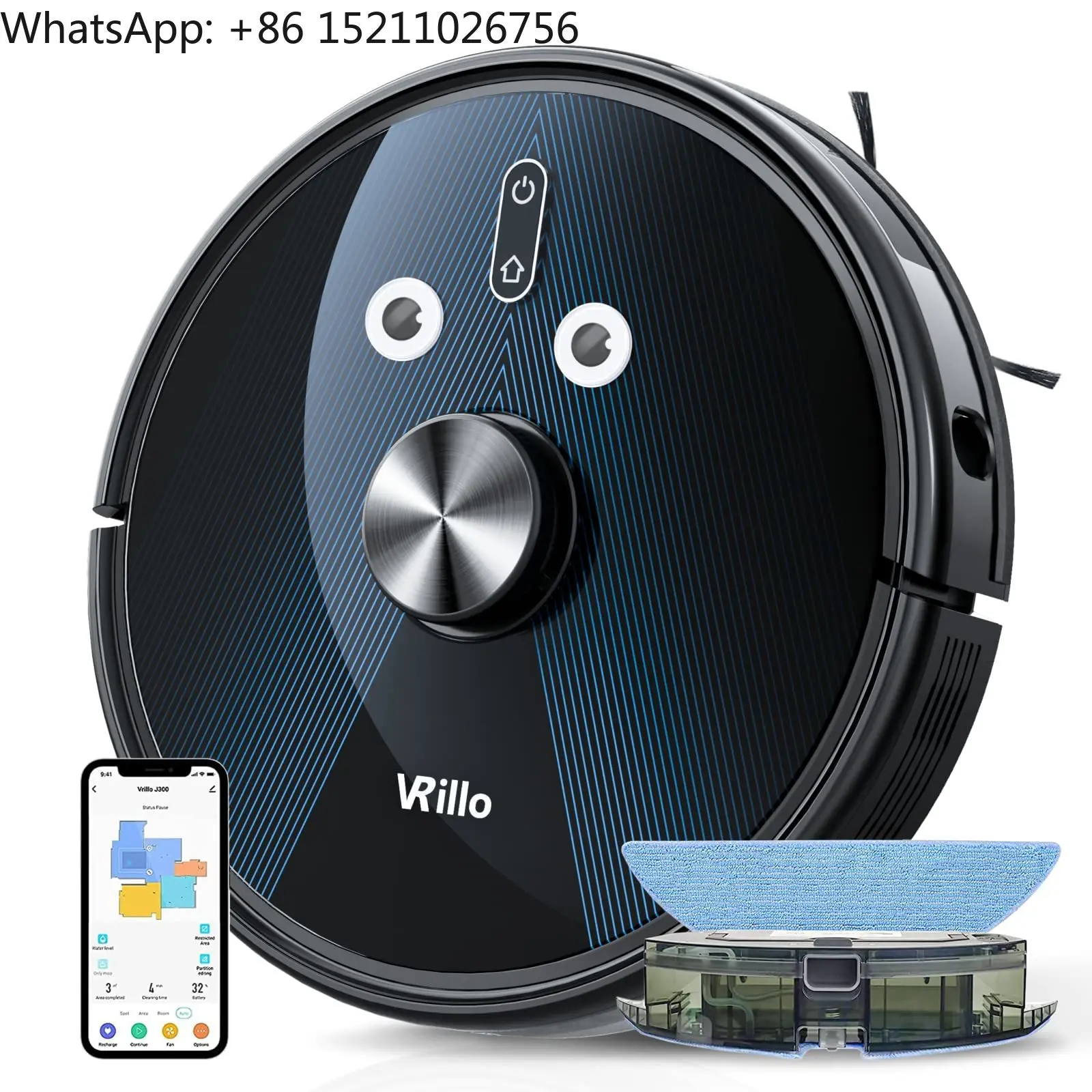 J300 LDS Navigation Robot Vacuum Cleaner with Mop,Real-time map,5200mAh Battery,Tuya app anc Voice Control