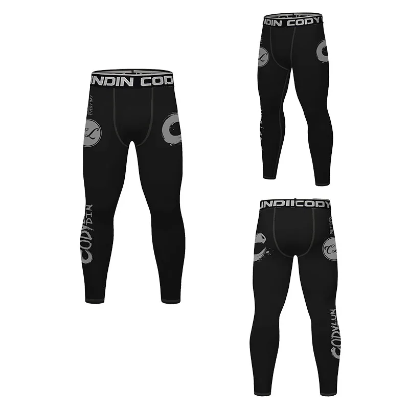 Graphic Print Compression Leggings Men Codylundin Elastic Waist Quick Dry Breathable No Gi BJJ MMA Training Anti Slip Trousers - view 5