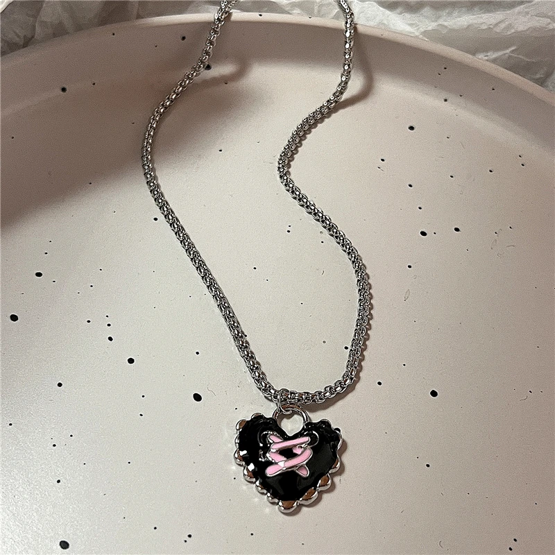 Gothic Punk Mode Charme süße rosa große Kreuz Anhänger Halsband Ketten Halskette Frauen Y2K 2000er EMO Grunge Zubehör Schmuck – Detail 8
