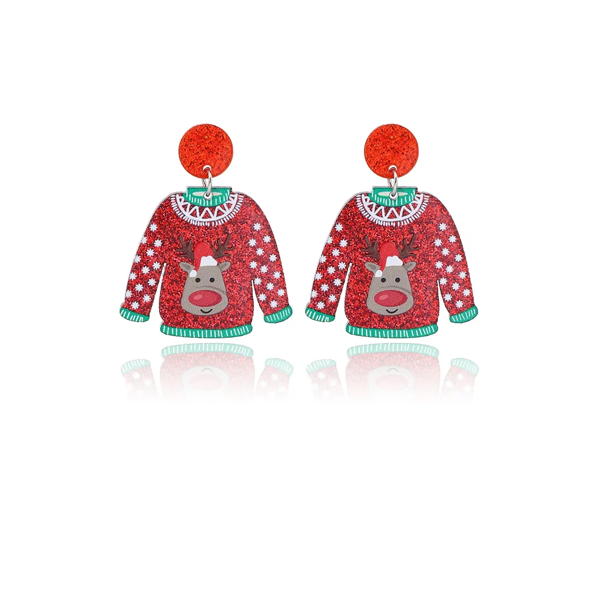 Christmas Snowflake Elk Santa Claus Acrylic Earrings for Women White Copper Needle Anti-Allergy New Product Promotion