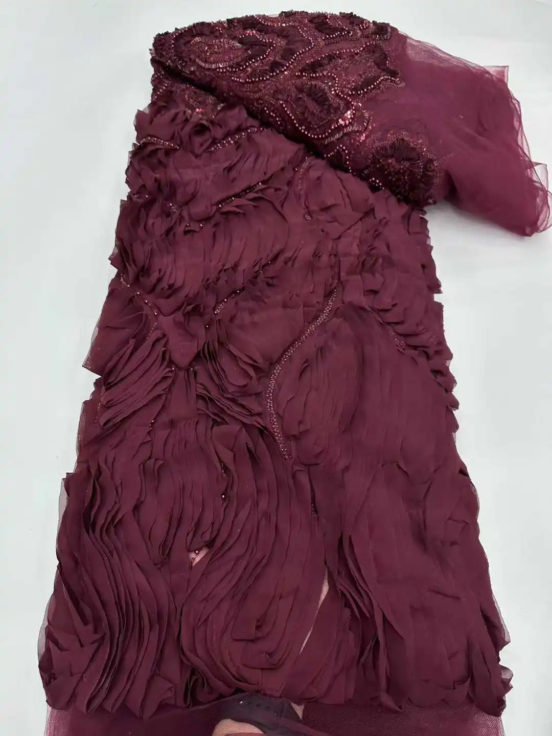 

African Nigerian High-Quality Elegant 3D Embroidered French Tulle Lace Fabric with Sequins for Party And Wedding