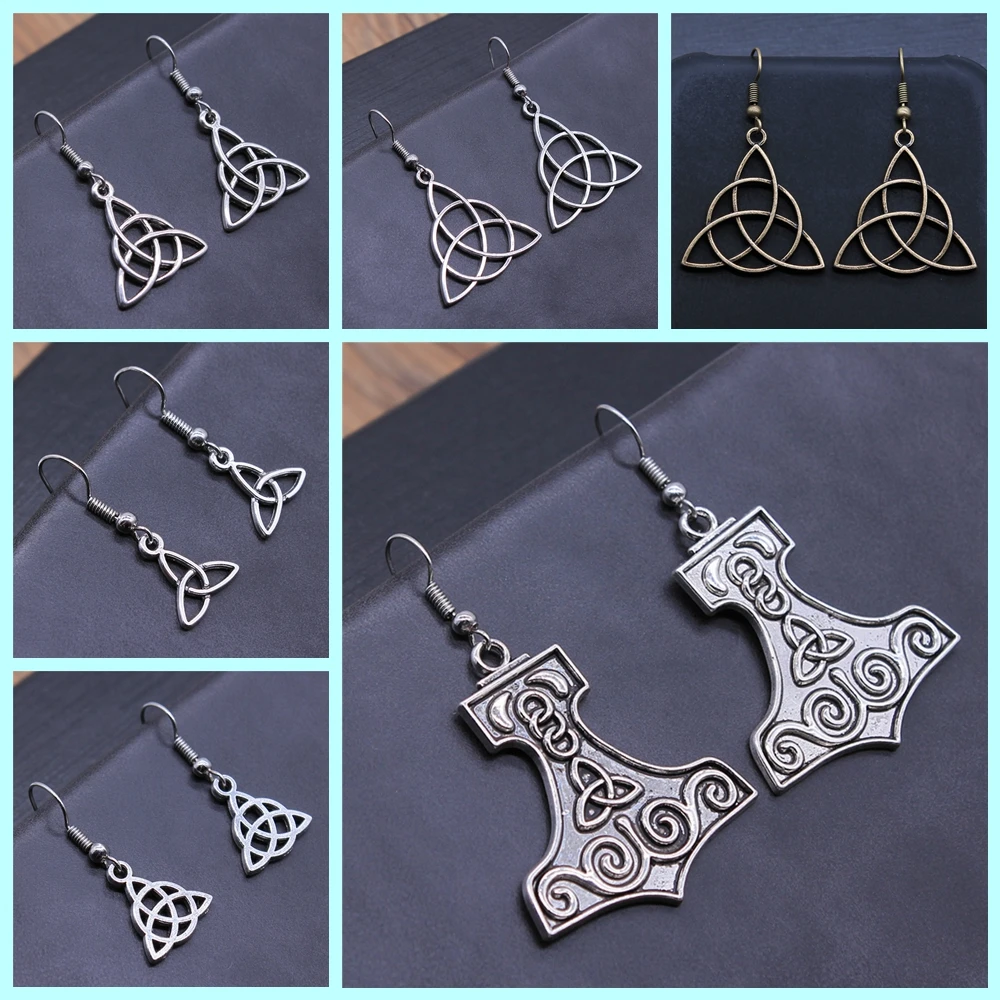 Vintage Triquetra Symbol Lucky Amulet Viking Nordic Odin Symbol Studs Earring Triquetra Earrings For Women Girl Gift