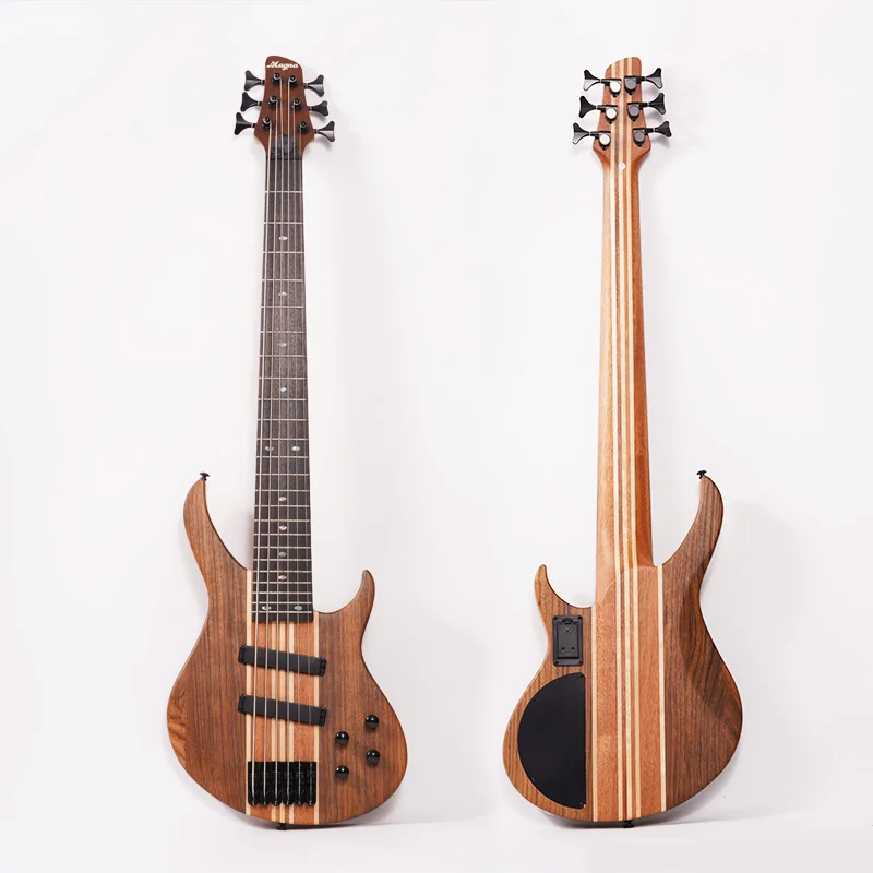 Factory direct sale 6 strings electric bass neck thru body mahogany active pickup 6string 24 frets vintage classical basses