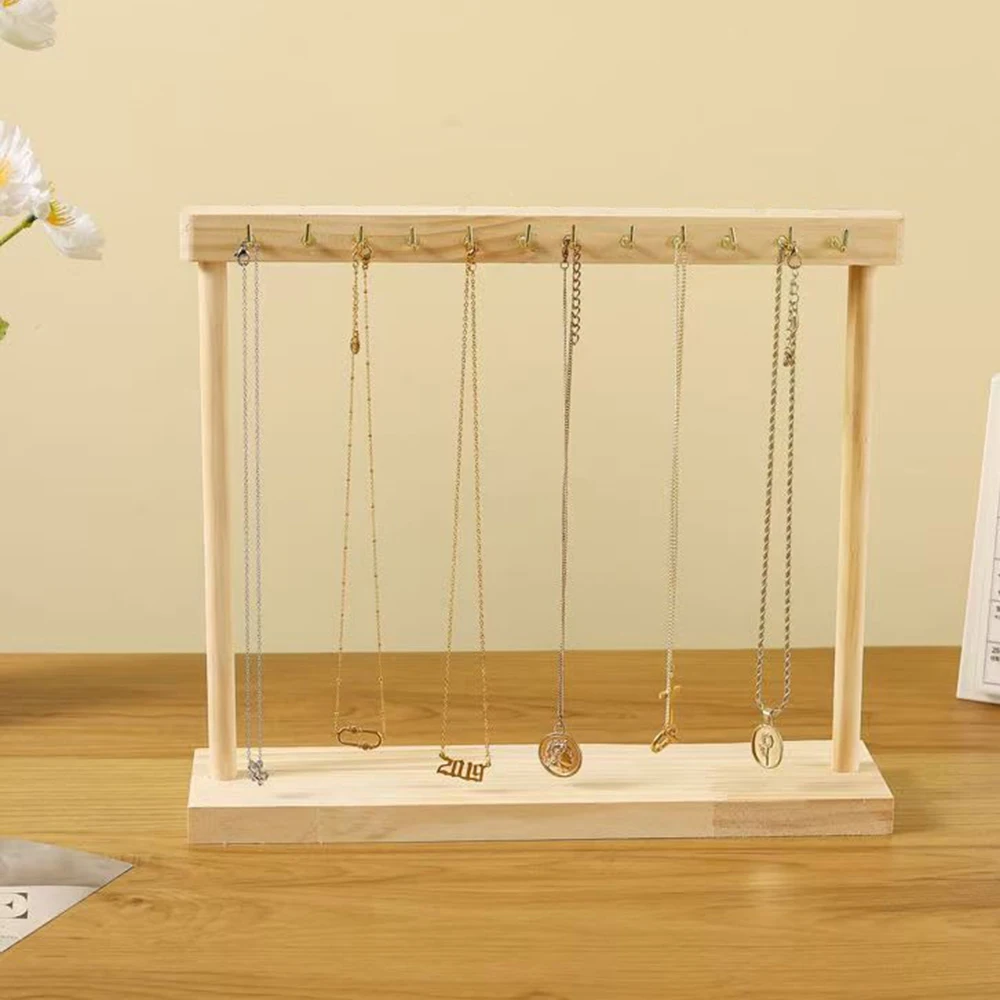 

Jewelry Organizer Display Stand Solid Wood Necklace Hanging Rack for Chains Bracelets Earrings Gift Jewelry Display Storage