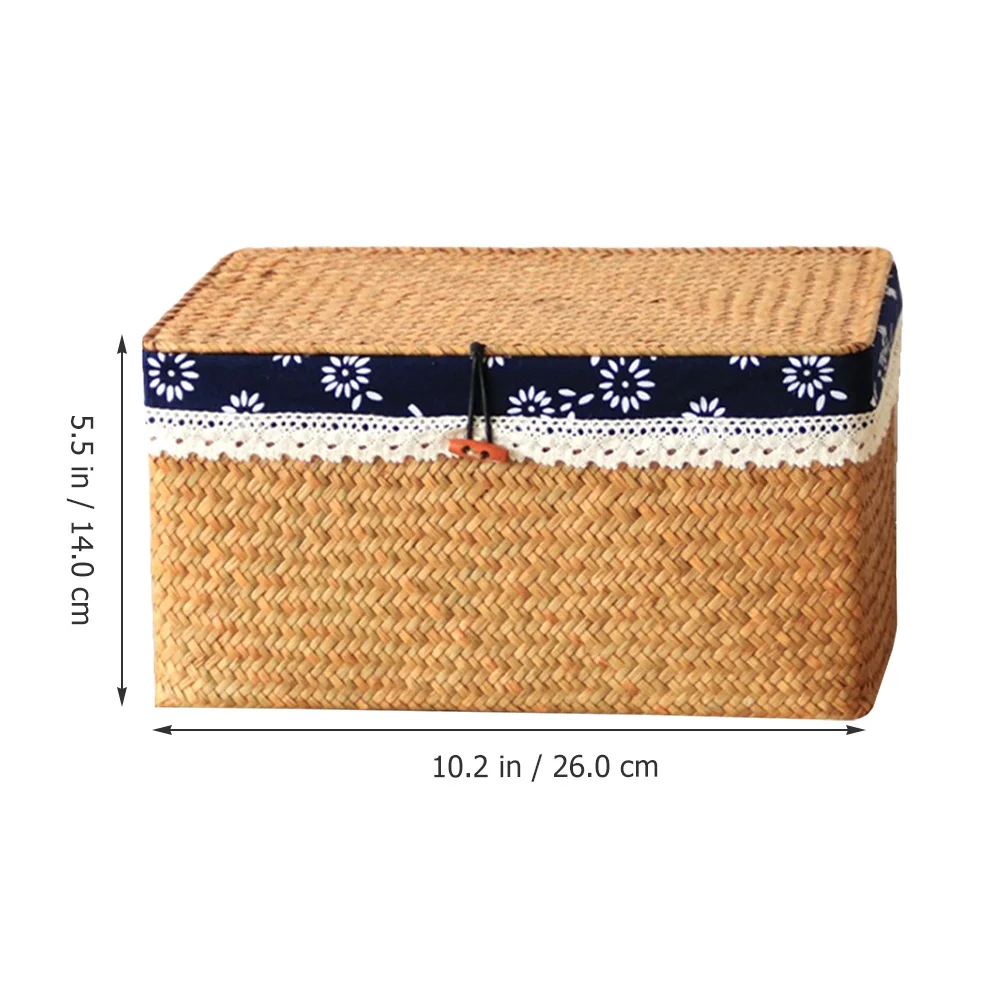 

Woven Storage Basket Natural Sea Grass Cloth Decorative Basket for Home Desktop Book Snack Food Sundries Organizer