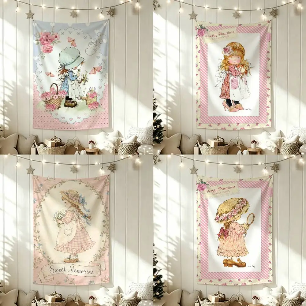 Sarah Kay vintage girl Flags Wall Hanging Tapestry Outdoor Garage Room Decorative flag Background Blanket