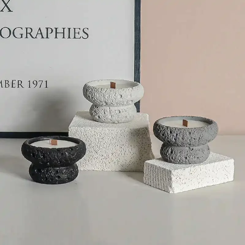 Creativity Cement Meteorite Candle Cup Mushroom shaped Fireless Crystal Container Long-Lasting Fragrance Candle Scent Decor