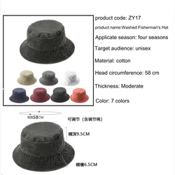 Niestandardowe logo Unisex Fashion Washed Denim Bucket Hat Solid Vintage Fisherman Hat for Women Men Outdoor Sun Visor Cap Panama Hat