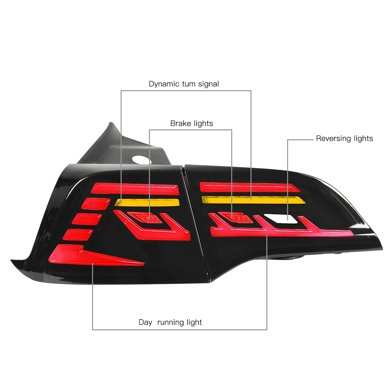 Per Tesla Model 3 Y 2017 2018 2019 2020 2021 2022 2023 1 paio fanale posteriore a LED sinistro + destro con indicatore di direzione dinamico