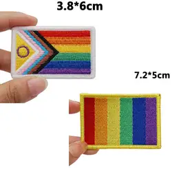 rainbow LGBT flag  Badge Embroidered Applique Sewing Label punk biker Patches with hook backing