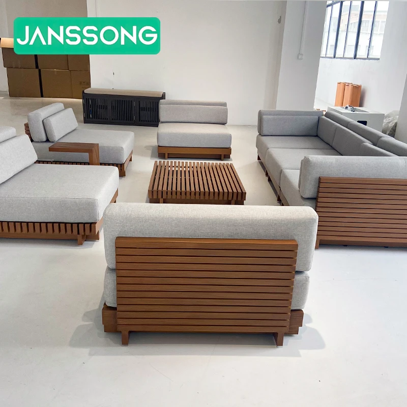 Luxury Modern Aluminum Outdoor Sofa Set, Hotel Villa Patio Garden Resort Waterproof Patio Furniture