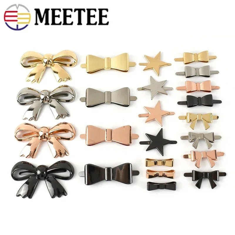 5/10 pezzi Meetee metallo fiocco-nodo fibbie scarpe borsa artigianato in pelle fermagli vestiti decorazioni etichette accessori hardware bagagli fai