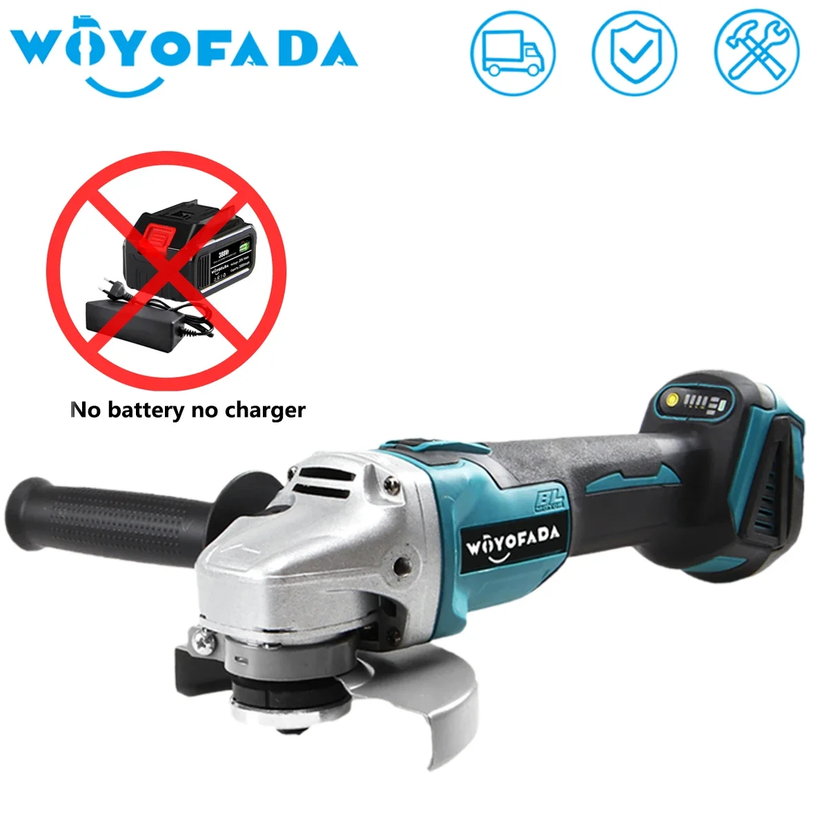 WOYOFDA Brushless Electric Angle Grinder Grinding Machine DIY Woodworking Power Tool Adapt 125mm 3 Speed No Battery