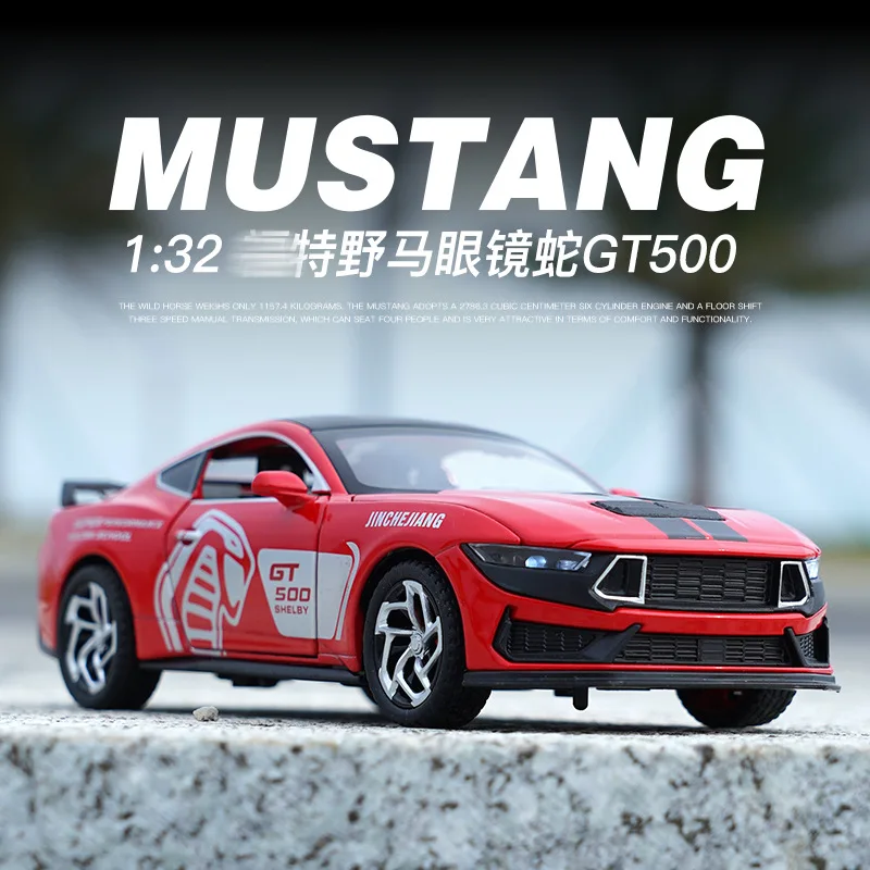 

1:32 Ford Mustang Shelby GT500 High Simulation Supercar Car Model Alloy Pull Back Kid Toy Car 4 Open Door Children's Gifts A889