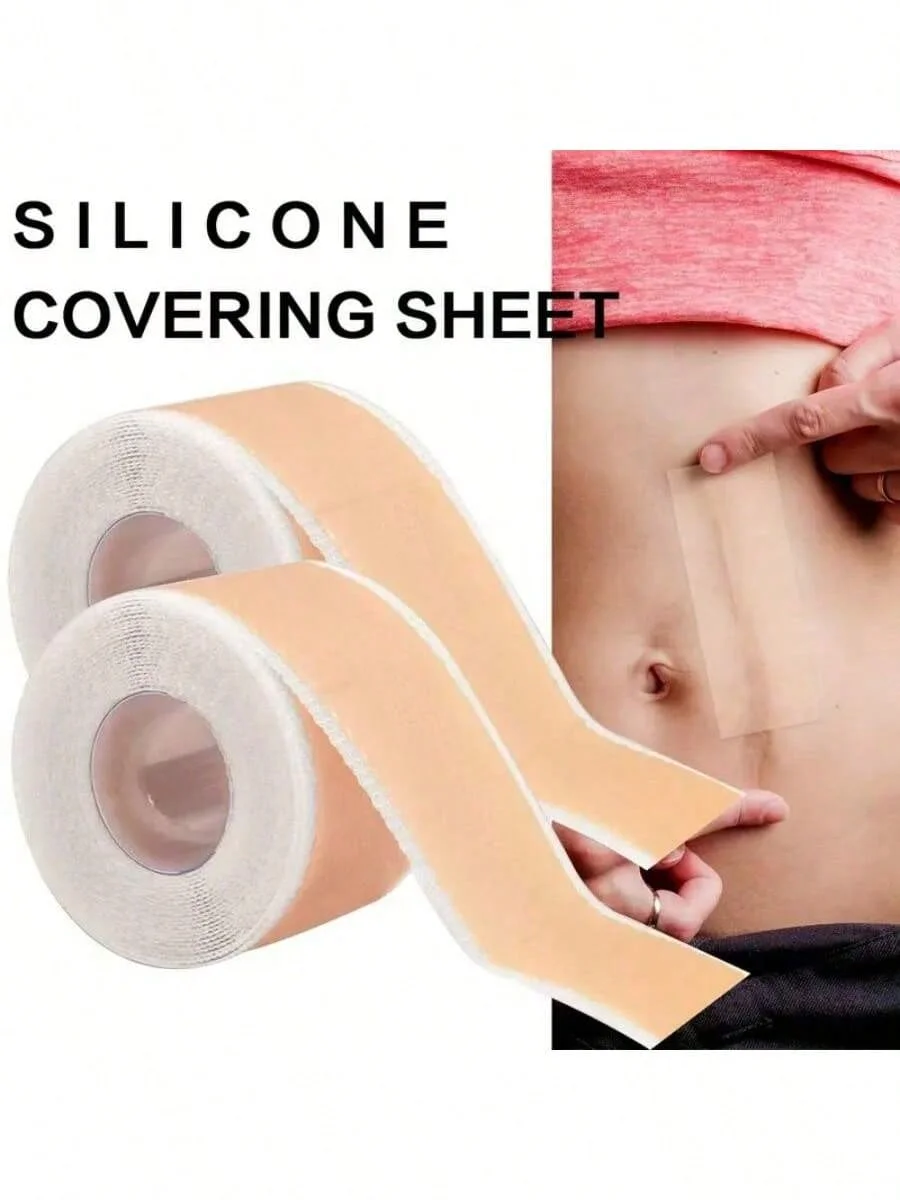1/2-pcsMedical Silicone Scar Tape, 4.1cm x 4.4cm, Hypoallergenic for Surgical Scars & Abdomen.