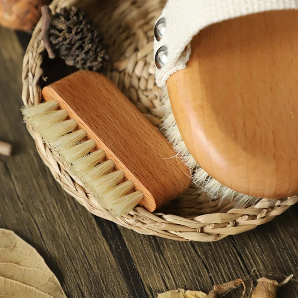 New Natural Wood Bristle Nail Cleaning Brushes Multi-purpose Mini Nail Dust Brush Durable Nail Brush for Nail Cleaning Tool