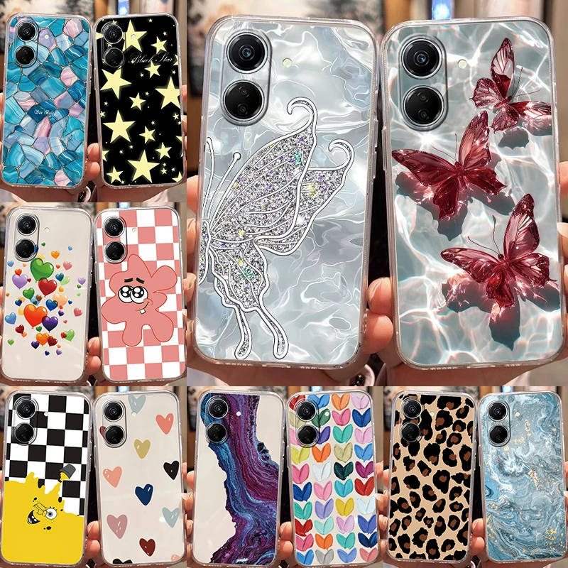 For Redmi 9A 9T 9AT 7A 13 4G 13C 13R 13C 12 Turbo 3 Note 12 12 Pro 13R Poco C65 M6 4G Gradient Glitter Butterfly TPU Phone Case