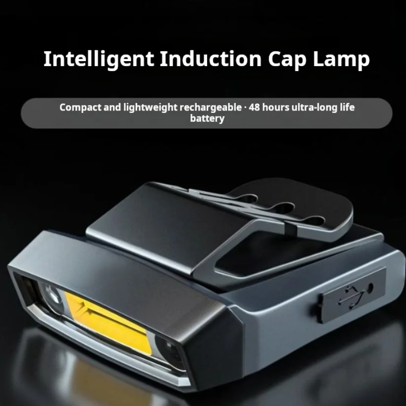 Rechargeable ultra-light USB head flashlight 180lm clip-on cap lamp motion sensor headlamp fishing and camping headlight