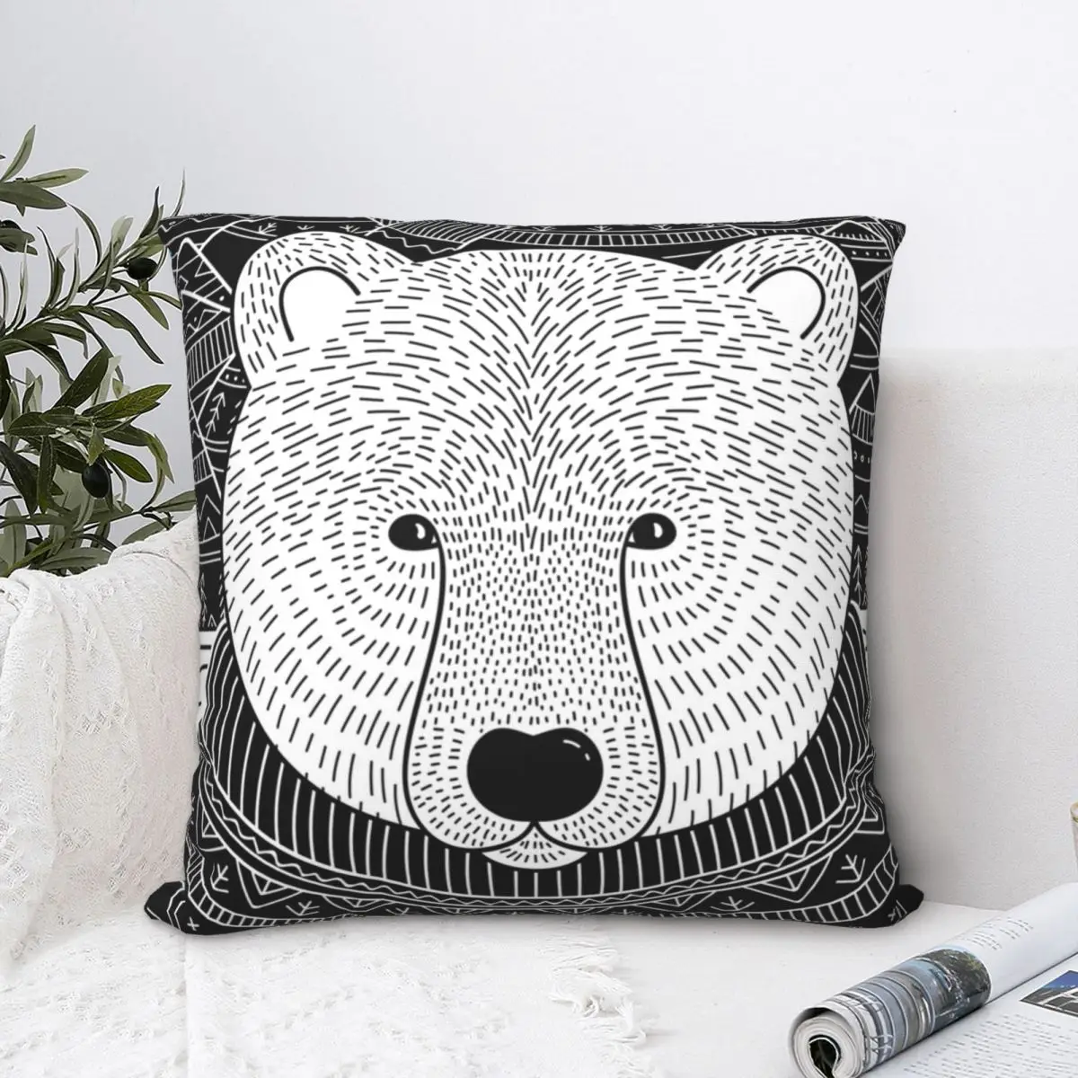 

Polar Bear Square Pillowcase Polyester Pillow Cover Velvet Cushion Zip Decorative Comfort Throw Pillow For Home Bedroom