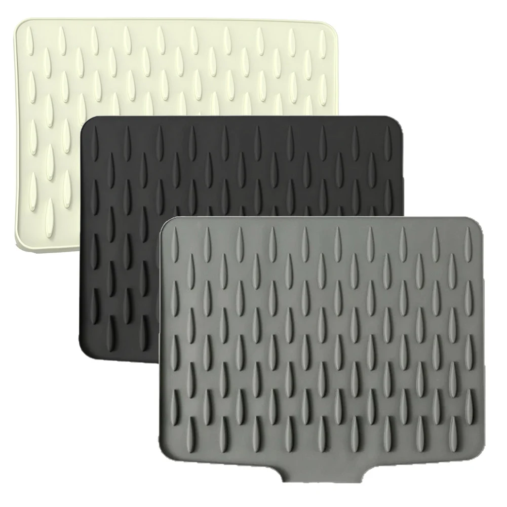 Silicone Dish Drying Mat With Tilted Design For Efficient Water Drainage, Heat-Resistant & Non-Slip Kitchen Counter Protector