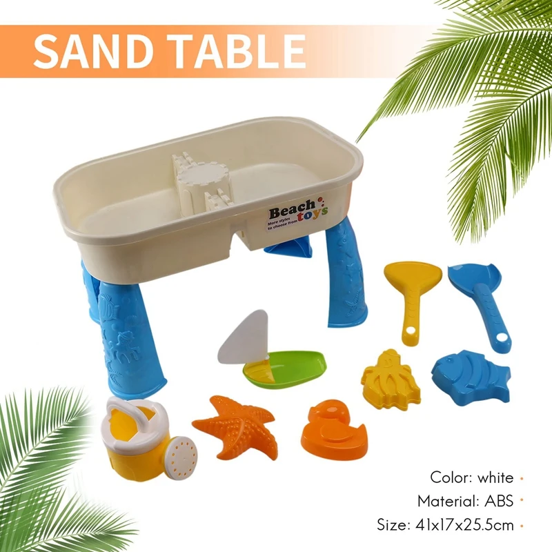 Mesa de areia e água com tampa, brinquedos de praia, kit sandbox de jardim ao ar livre, crianças, verão