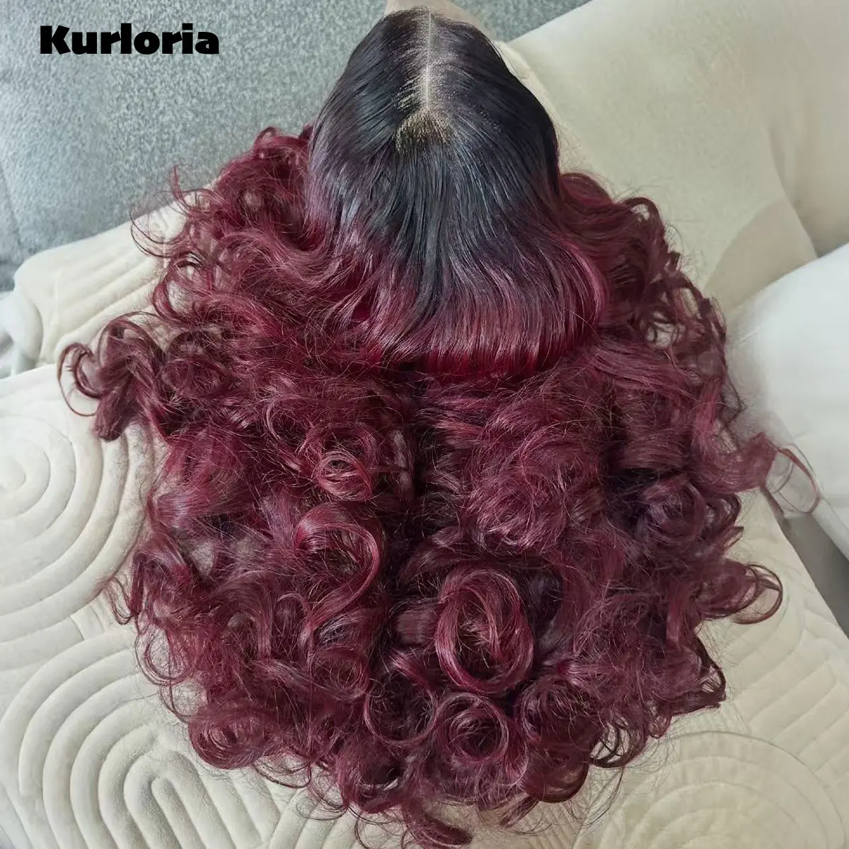 400 Density Loose Wave Lace Front Wig Ombre Burgundy 13x6 HD Lace Front 100% Human Hair Glueless Wear and Go Wig Pre-plucked