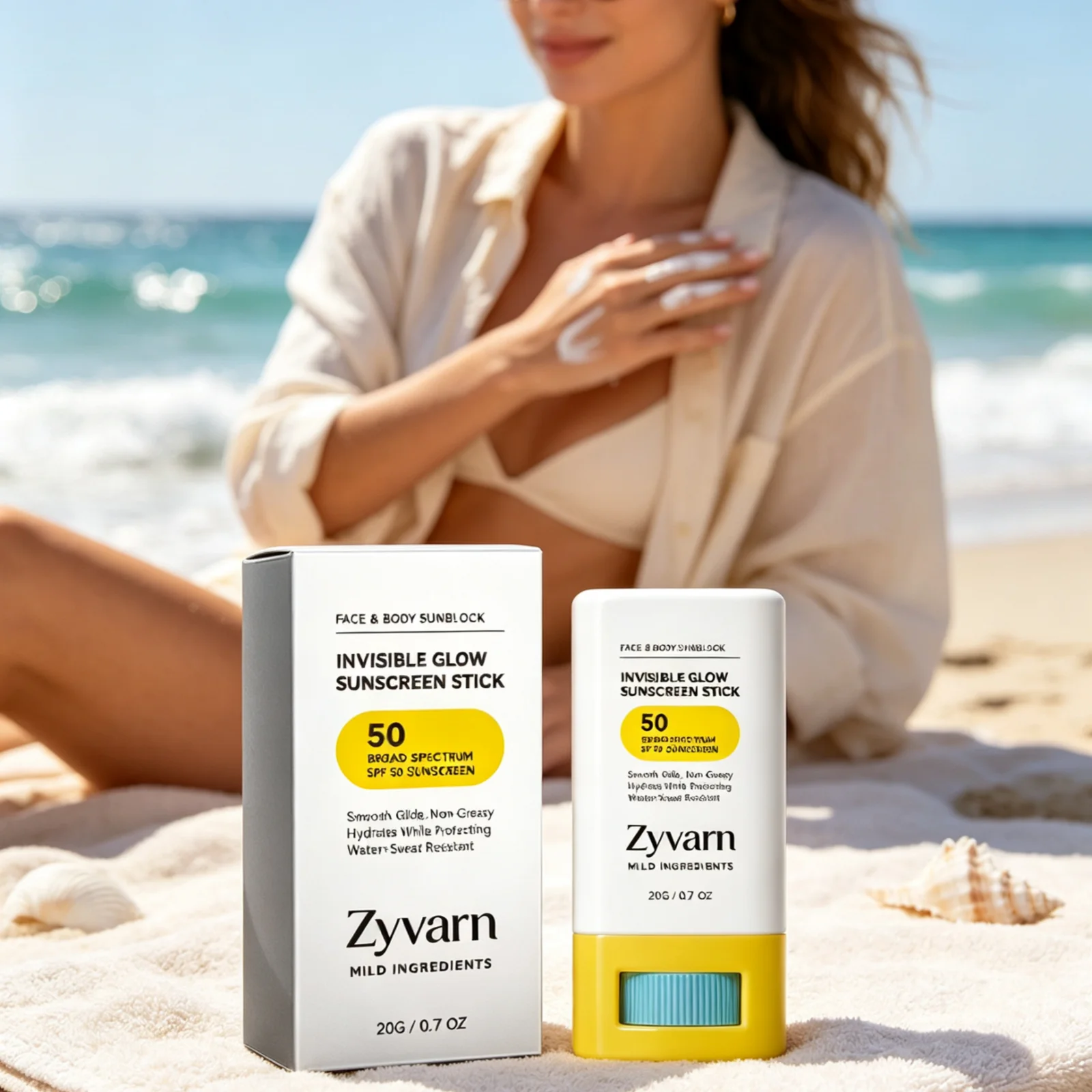 Zyvarn Invisible Glow Sunscreen Stick Moisturizing Skin Care Relieve Dryness Repair Skin Barrier Broad Spectrum Sunscreen Stick