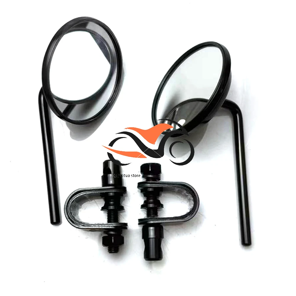 

Motorcycle Handlebar Rear View Mirrors Round Convex Clip-On Retro for Harley SR400 Chopper Cruiser Cafe Racer