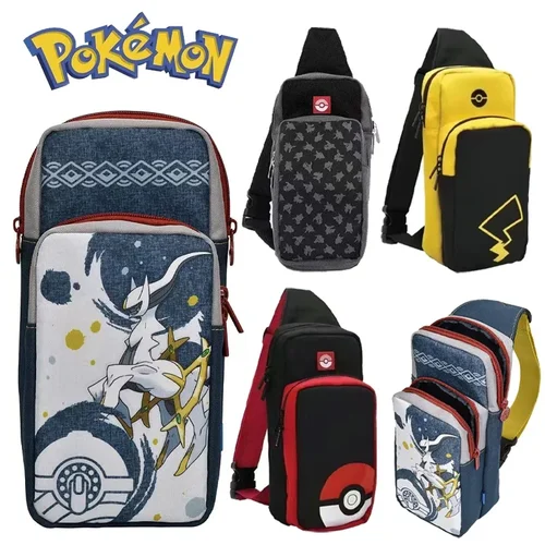 Pokmeon Pikachu bolsa de almacenamiento cruzada para Nintendo Switch Oled viaje portátil NS Lite consola de juegos Dock mochila Accesorios