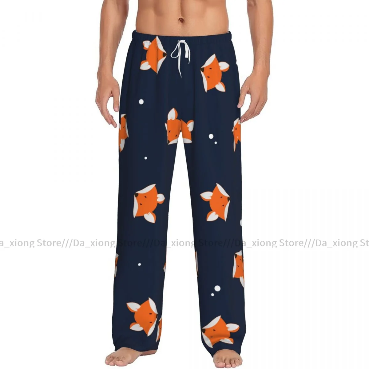 Men Sleep Bottoms Male Lounge Trousers Men's Cute Cartoon Fox Heads Pajama Pants