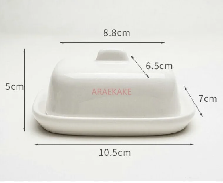 

White ceramic reinforced ceramic square shaped European style pure white with cover, ceramic butter plate, butter plate, Western