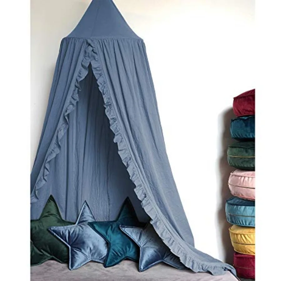 

Bed Canopy with Frills Reading Nook Game Tent for Boho Hanging Net Play Room Decor