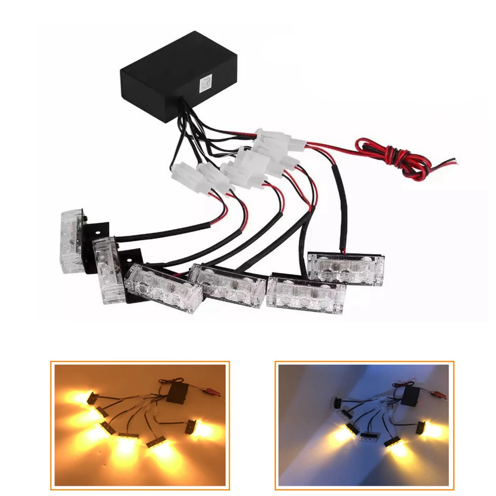 

3Led 12V Car Grille Strobe Light Head LED Mini Flash Lamp Daytime Running Lights Police Emergency Warning Flashing Signal Lights