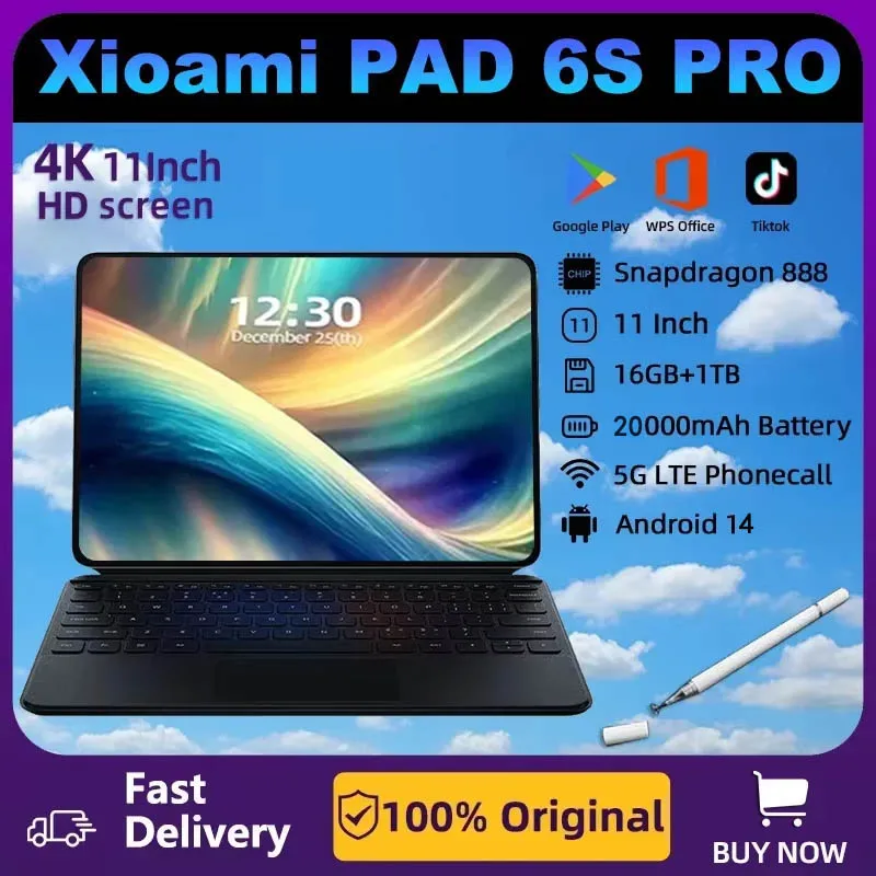 

2024 оригинальный Xioami Pad 6S Pro 11-дюймовый планшет HD 4K Android 14 16 ГБ 1 ТБ 20000 мАч 5G Dual SIM Bluetooth WiFi GPS Tablet Mi PC