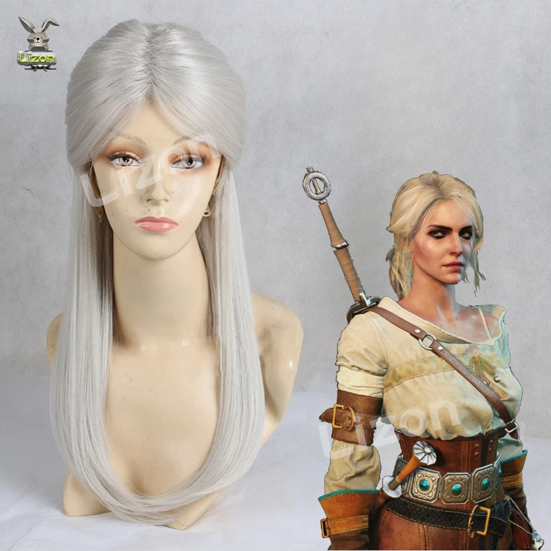

Wiedzmin Wild Hunt women hunter Ciri cosplay wig Cirilla role play silver hair Wigs Free Wig Cap